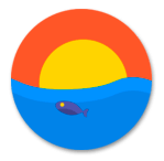Debuxo dun peixe debaixo da auga na posta de sol - Socio Piragüista