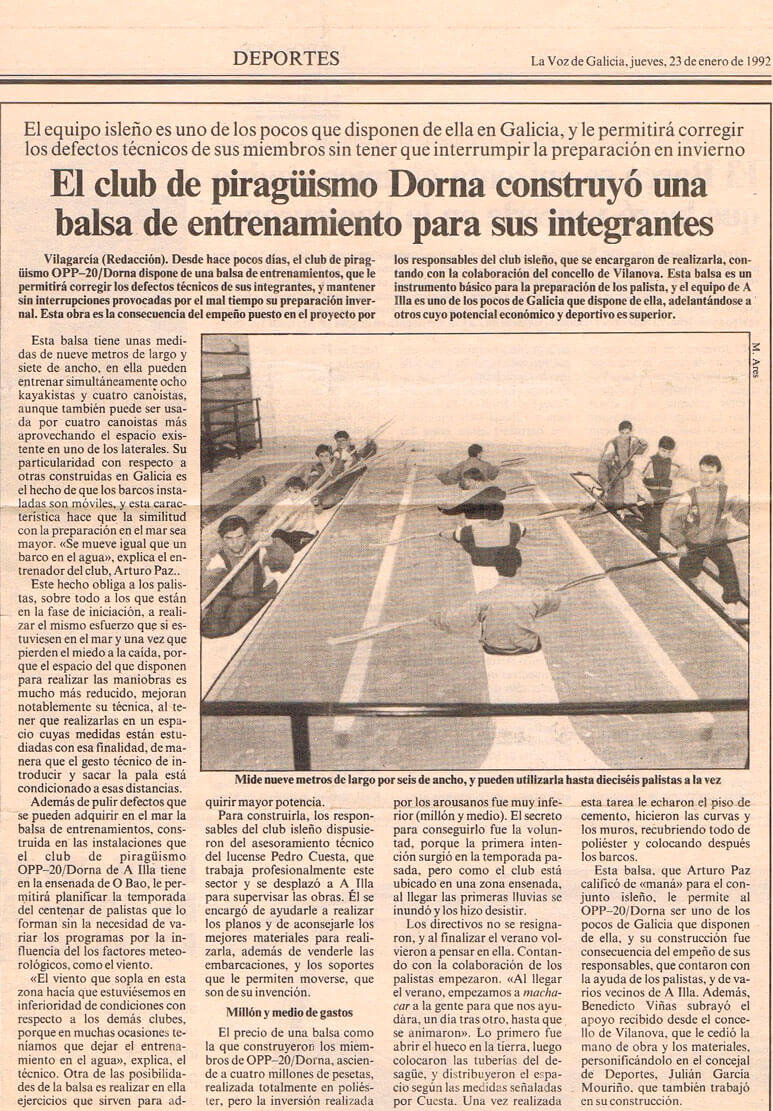 Prensa El club de piragüismo Dorna construyó una balsa de entrenamiento para sus integrantes