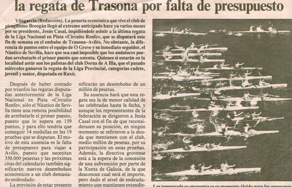 Prensa Los piragüistas del Breogán no participarán en la regata de Trasona por falta de presupuesto