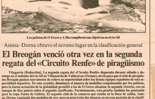 Prensa El Breogán venció otra vez en la segunda regata del Circuito Renfe de piragüismo