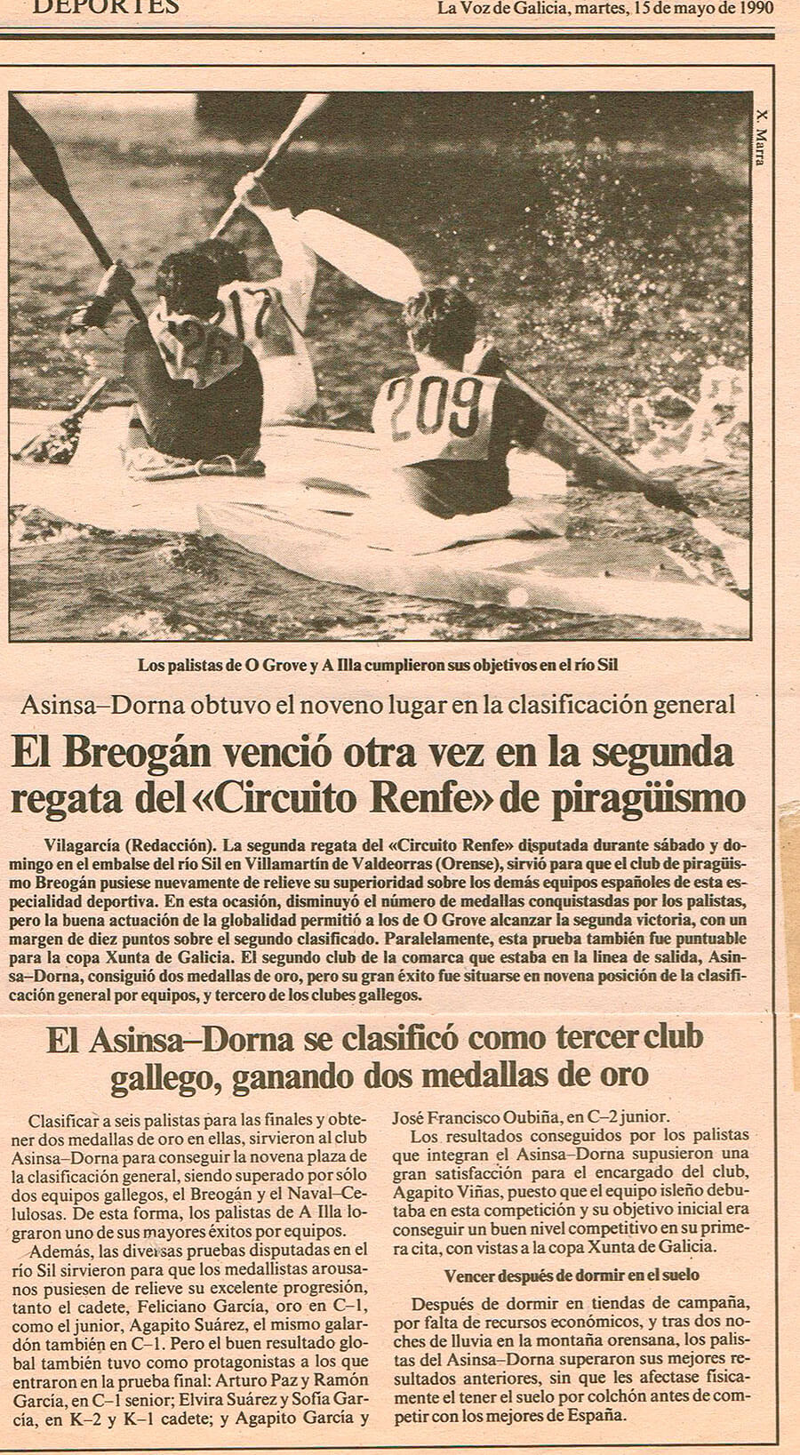 Prensa El Breogán venció otra vez en la segunda regata del Circuito Renfe de piragüismo