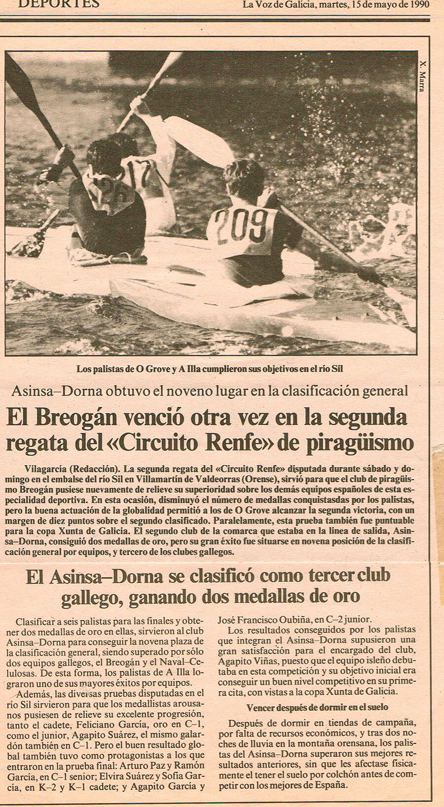 Prensa El Breogán venció otra vez en la segunda regata del Circuito Renfe de piragüismo