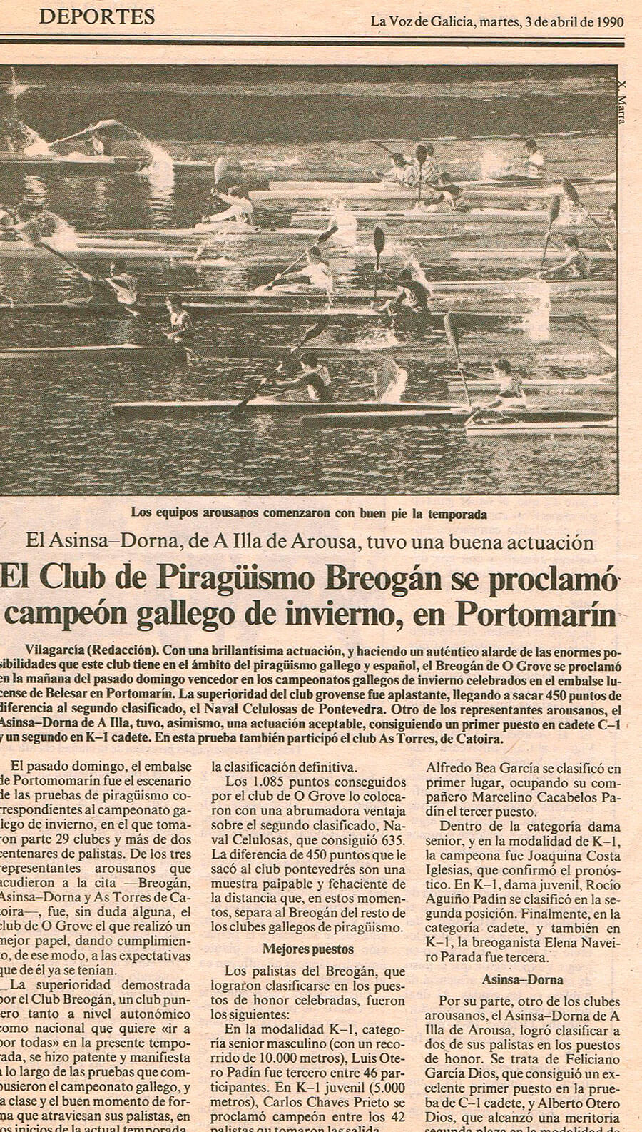 Prensa El Club de Piragüismo Breogán se proclamó campeón de invierno, en Portomarín