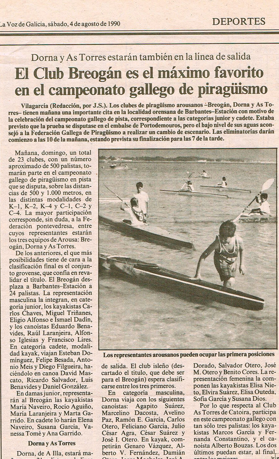 Prensa EL Club Breogán es el mñaximo favorito en el campeonato gallego de piragüismo